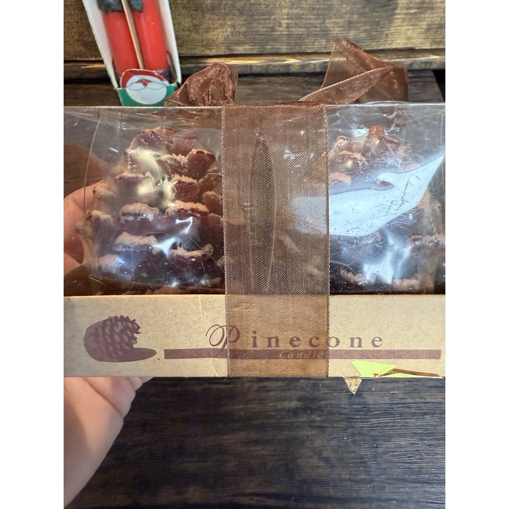 Vintage Christmas Candle Lot – JOY Block, 10" Tapers, Pinecone Candles - Picture 7 of 13